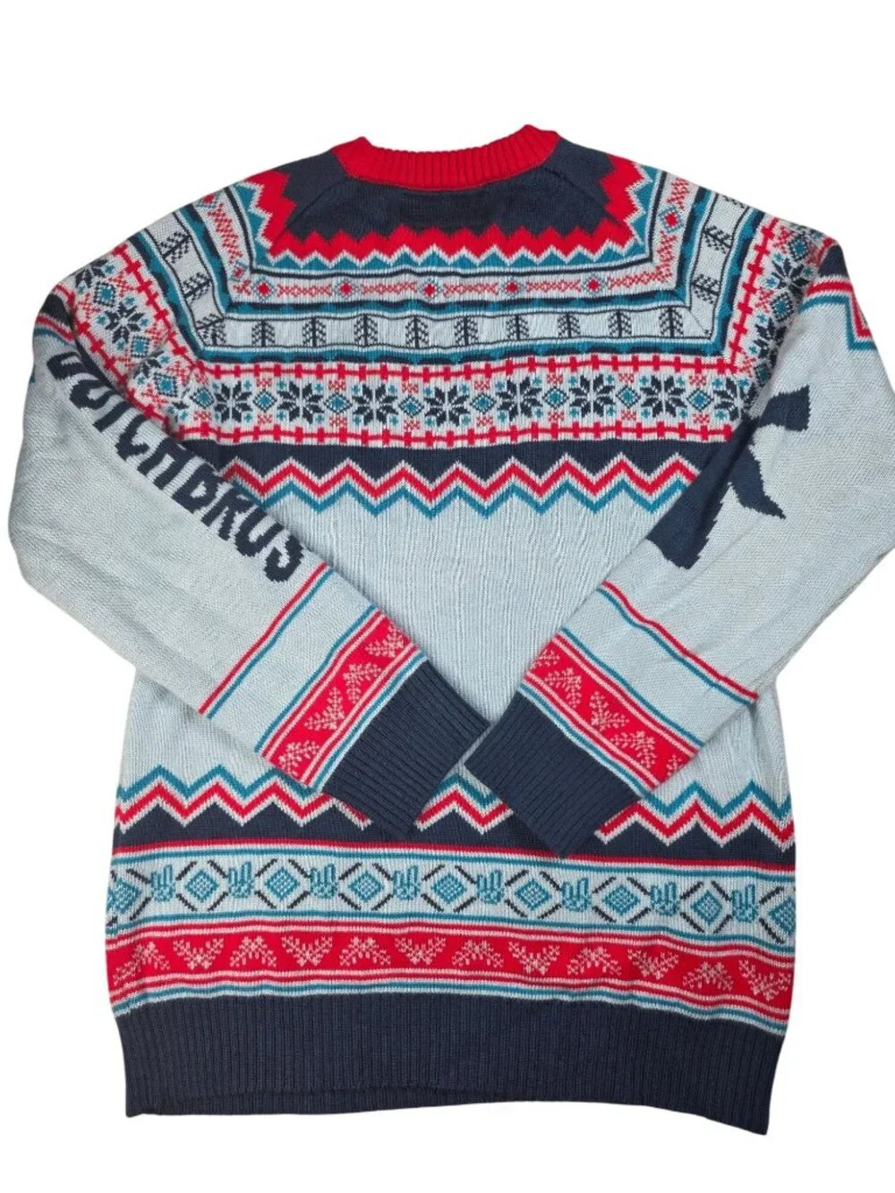 Dutch Bros Coffee Fair Isle Sweater Women's Large Red Blue Acrylic